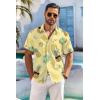 imageCOOFANDY Mens Hawaiian Shirt Short Sleeve Floral Button Down Shirts Tropical Holiday Beach ShirtsLight Yellow  Pineapple