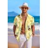 imageCOOFANDY Mens Hawaiian Shirt Short Sleeve Floral Button Down Shirts Tropical Holiday Beach ShirtsLight Yellow  Pineapple
