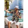 imageCOOFANDY Mens Hawaiian Shirt Short Sleeve Floral Button Down Shirts Tropical Holiday Beach ShirtsNavy  Abstract Print