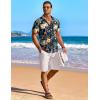 imageCOOFANDY Mens Hawaiian Shirt Short Sleeve Floral Button Down Shirts Tropical Holiday Beach ShirtsNavy  Flower 2
