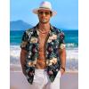 imageCOOFANDY Mens Hawaiian Shirt Short Sleeve Floral Button Down Shirts Tropical Holiday Beach ShirtsNavy  Flower 2