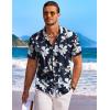 imageCOOFANDY Mens Hawaiian Shirt Short Sleeve Floral Button Down Shirts Tropical Holiday Beach ShirtsNavy  Flower 3