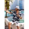 imageCOOFANDY Mens Hawaiian Shirt Short Sleeve Floral Button Down Shirts Tropical Holiday Beach ShirtsNavy  Flower 3