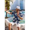 imageCOOFANDY Mens Hawaiian Shirt Short Sleeve Floral Button Down Shirts Tropical Holiday Beach ShirtsNavy  Flower 4