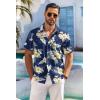 imageCOOFANDY Mens Hawaiian Shirt Short Sleeve Floral Button Down Shirts Tropical Holiday Beach ShirtsNavy  Flower 4