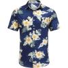 imageCOOFANDY Mens Hawaiian Shirt Short Sleeve Floral Button Down Shirts Tropical Holiday Beach ShirtsNavy  Flower 4