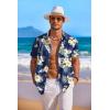 imageCOOFANDY Mens Hawaiian Shirt Short Sleeve Floral Button Down Shirts Tropical Holiday Beach ShirtsNavy  Flower 4