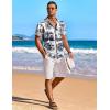 imageCOOFANDY Mens Hawaiian Shirt Short Sleeve Floral Button Down Shirts Tropical Holiday Beach ShirtsNavy  Palm Tree