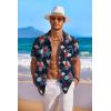 imageCOOFANDY Mens Hawaiian Shirt Short Sleeve Floral Button Down Shirts Tropical Holiday Beach ShirtsNavy  Red  Flower
