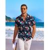 imageCOOFANDY Mens Hawaiian Shirt Short Sleeve Floral Button Down Shirts Tropical Holiday Beach ShirtsNavy  Red  Flower