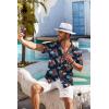 imageCOOFANDY Mens Hawaiian Shirt Short Sleeve Floral Button Down Shirts Tropical Holiday Beach ShirtsNavy  Red  Flower