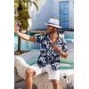 imageCOOFANDY Mens Hawaiian Shirt Short Sleeve Floral Button Down Shirts Tropical Holiday Beach ShirtsNavy  White  Flower