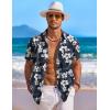 imageCOOFANDY Mens Hawaiian Shirt Short Sleeve Floral Button Down Shirts Tropical Holiday Beach ShirtsNavy  White  Flower 2