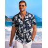 imageCOOFANDY Mens Hawaiian Shirt Short Sleeve Floral Button Down Shirts Tropical Holiday Beach ShirtsNavy  White  Flower 2