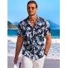 imageCOOFANDY Mens Hawaiian Shirt Short Sleeve Floral Button Down Shirts Tropical Holiday Beach ShirtsNavy  White  Flower