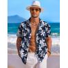 imageCOOFANDY Mens Hawaiian Shirt Short Sleeve Floral Button Down Shirts Tropical Holiday Beach ShirtsNavy  White  Flower