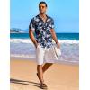 imageCOOFANDY Mens Hawaiian Shirt Short Sleeve Floral Button Down Shirts Tropical Holiday Beach ShirtsNavy  White  Flower