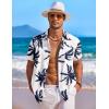 imageCOOFANDY Mens Hawaiian Shirt Short Sleeve Floral Button Down Shirts Tropical Holiday Beach ShirtsNavy Palm Leaf Print