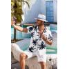 imageCOOFANDY Mens Hawaiian Shirt Short Sleeve Floral Button Down Shirts Tropical Holiday Beach ShirtsNavy Palm Leaf Print
