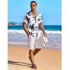imageCOOFANDY Mens Hawaiian Shirt Short Sleeve Floral Button Down Shirts Tropical Holiday Beach ShirtsNavy Palm Leaf Print