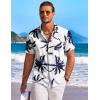 imageCOOFANDY Mens Hawaiian Shirt Short Sleeve Floral Button Down Shirts Tropical Holiday Beach ShirtsNavy Palm Leaf Print