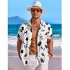 imageCOOFANDY Mens Hawaiian Shirt Short Sleeve Floral Button Down Shirts Tropical Holiday Beach ShirtsOff White  Leaf