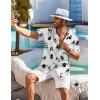 imageCOOFANDY Mens Hawaiian Shirt Short Sleeve Floral Button Down Shirts Tropical Holiday Beach ShirtsOff White  Leaf