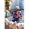 imageCOOFANDY Mens Hawaiian Shirt Short Sleeve Floral Button Down Shirts Tropical Holiday Beach ShirtsPurple  Sunset  Palm Tree