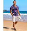 imageCOOFANDY Mens Hawaiian Shirt Short Sleeve Floral Button Down Shirts Tropical Holiday Beach ShirtsPurple  Sunset  Palm Tree