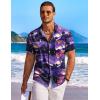 imageCOOFANDY Mens Hawaiian Shirt Short Sleeve Floral Button Down Shirts Tropical Holiday Beach ShirtsPurple  Sunset  Palm Tree
