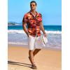 imageCOOFANDY Mens Hawaiian Shirt Short Sleeve Floral Button Down Shirts Tropical Holiday Beach ShirtsRed  Sunset  Palm Tree