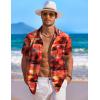 imageCOOFANDY Mens Hawaiian Shirt Short Sleeve Floral Button Down Shirts Tropical Holiday Beach ShirtsRed  Sunset  Palm Tree
