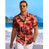 imageCOOFANDY Mens Hawaiian Shirt Short Sleeve Floral Button Down Shirts Tropical Holiday Beach ShirtsRed  Sunset  Palm Tree