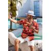 imageCOOFANDY Mens Hawaiian Shirt Short Sleeve Floral Button Down Shirts Tropical Holiday Beach ShirtsRed  Sunset  Palm Tree