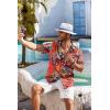 imageCOOFANDY Mens Hawaiian Shirt Short Sleeve Floral Button Down Shirts Tropical Holiday Beach ShirtsRed  Tropical Leaf 2