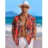 imageCOOFANDY Mens Hawaiian Shirt Short Sleeve Floral Button Down Shirts Tropical Holiday Beach ShirtsRed  Tropical Leaf 2
