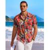 imageCOOFANDY Mens Hawaiian Shirt Short Sleeve Floral Button Down Shirts Tropical Holiday Beach ShirtsRed  Tropical Leaf 2