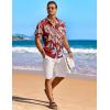 imageCOOFANDY Mens Hawaiian Shirt Short Sleeve Floral Button Down Shirts Tropical Holiday Beach ShirtsRed  Tropical Leaf