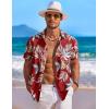 imageCOOFANDY Mens Hawaiian Shirt Short Sleeve Floral Button Down Shirts Tropical Holiday Beach ShirtsRed  Tropical Leaf