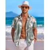 imageCOOFANDY Mens Hawaiian Shirt Short Sleeve Floral Button Down Shirts Tropical Holiday Beach ShirtsSage Green  Leaf
