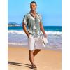 imageCOOFANDY Mens Hawaiian Shirt Short Sleeve Floral Button Down Shirts Tropical Holiday Beach ShirtsSage Green  Leaf