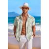 imageCOOFANDY Mens Hawaiian Shirt Short Sleeve Floral Button Down Shirts Tropical Holiday Beach ShirtsSage Green  White  Leaf