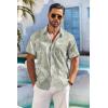 imageCOOFANDY Mens Hawaiian Shirt Short Sleeve Floral Button Down Shirts Tropical Holiday Beach ShirtsSage Green  White  Leaf
