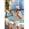 imageCOOFANDY Mens Hawaiian Shirt Short Sleeve Floral Button Down Shirts Tropical Holiday Beach ShirtsSage Green  White  Leaf