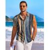 imageCOOFANDY Mens Hawaiian Shirt Short Sleeve Floral Button Down Shirts Tropical Holiday Beach ShirtsStriped  Oil Painting