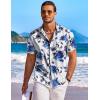 imageCOOFANDY Mens Hawaiian Shirt Short Sleeve Floral Button Down Shirts Tropical Holiday Beach ShirtsWhite  Blue Roses