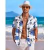 imageCOOFANDY Mens Hawaiian Shirt Short Sleeve Floral Button Down Shirts Tropical Holiday Beach ShirtsWhite  Blue Roses
