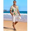 imageCOOFANDY Mens Hawaiian Shirt Short Sleeve Floral Button Down Shirts Tropical Holiday Beach ShirtsWhite  Flower