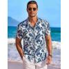 imageCOOFANDY Mens Hawaiian Shirt Short Sleeve Floral Button Down Shirts Tropical Holiday Beach ShirtsWhite  Palm Leaf