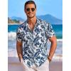 imageCOOFANDY Mens Hawaiian Shirt Short Sleeve Floral Button Down Shirts Tropical Holiday Beach ShirtsWhite  Palm Leaf
